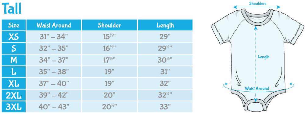 ABU DiaperSuit Tall Sizing Chart